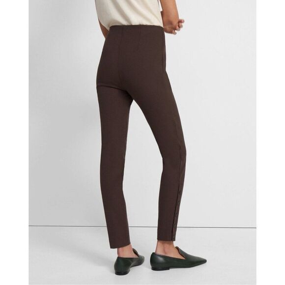 NWT THEORY Button Detail Dress Pant Legging L Eco Stretch Cotton Pull-On Office - Picture 4 of 5